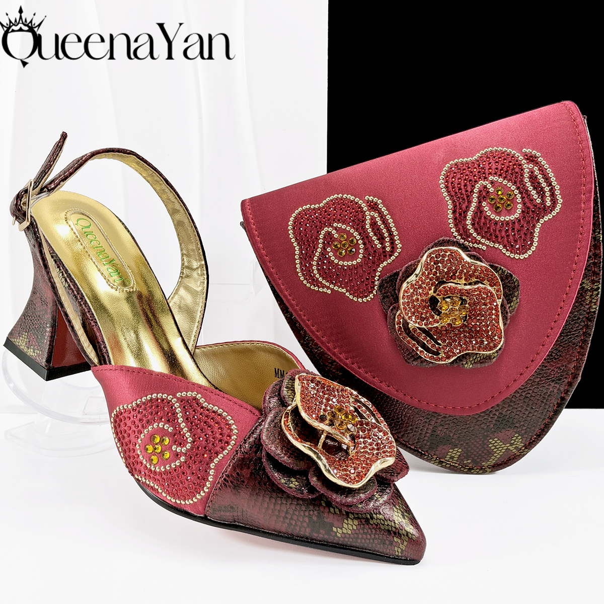 Women Bags Designer - Queena Yan 2025 Red&Wine Color Elegant
