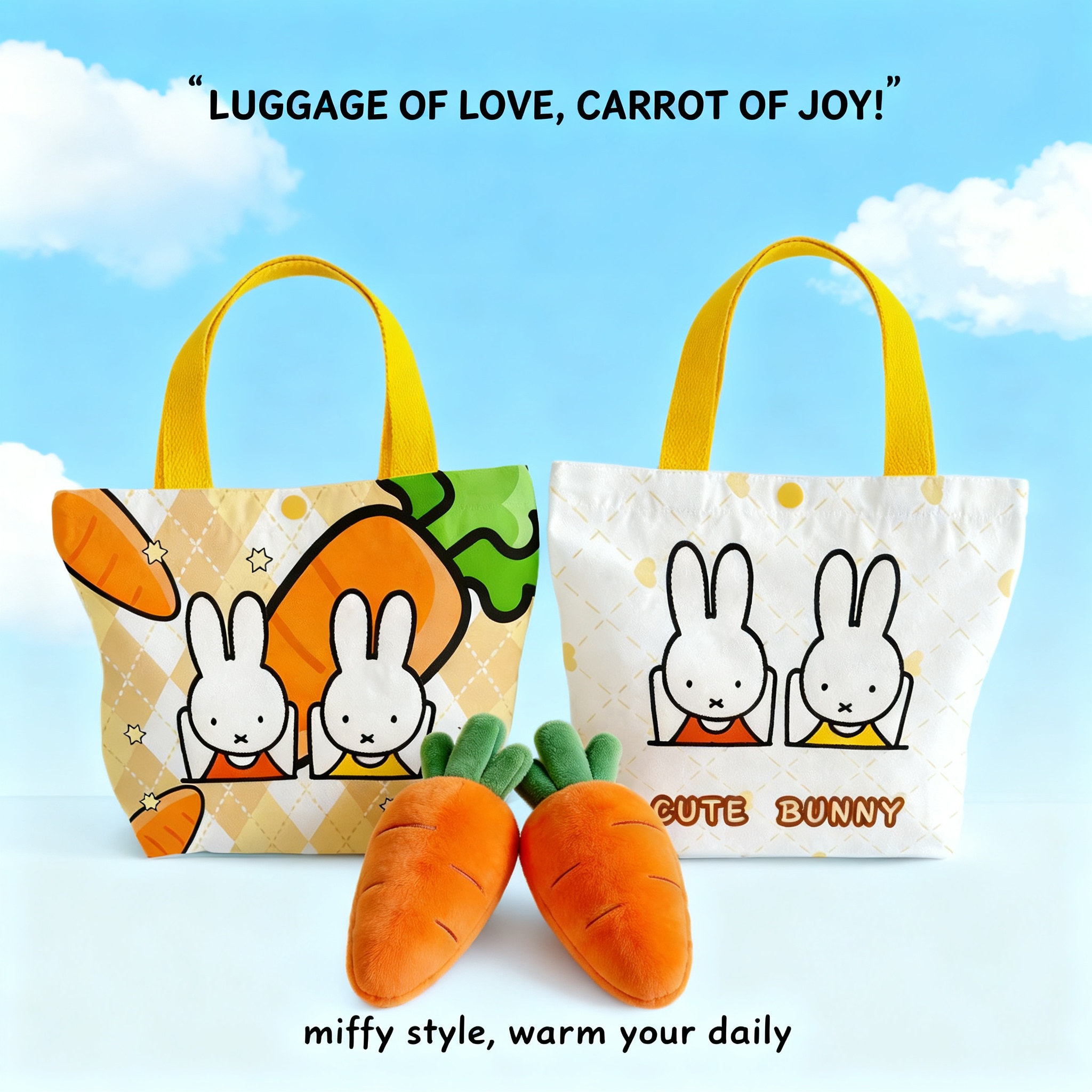 Shopper Tote Canvas - Creative Cartoon Miffy Rabbit Canvas Bag