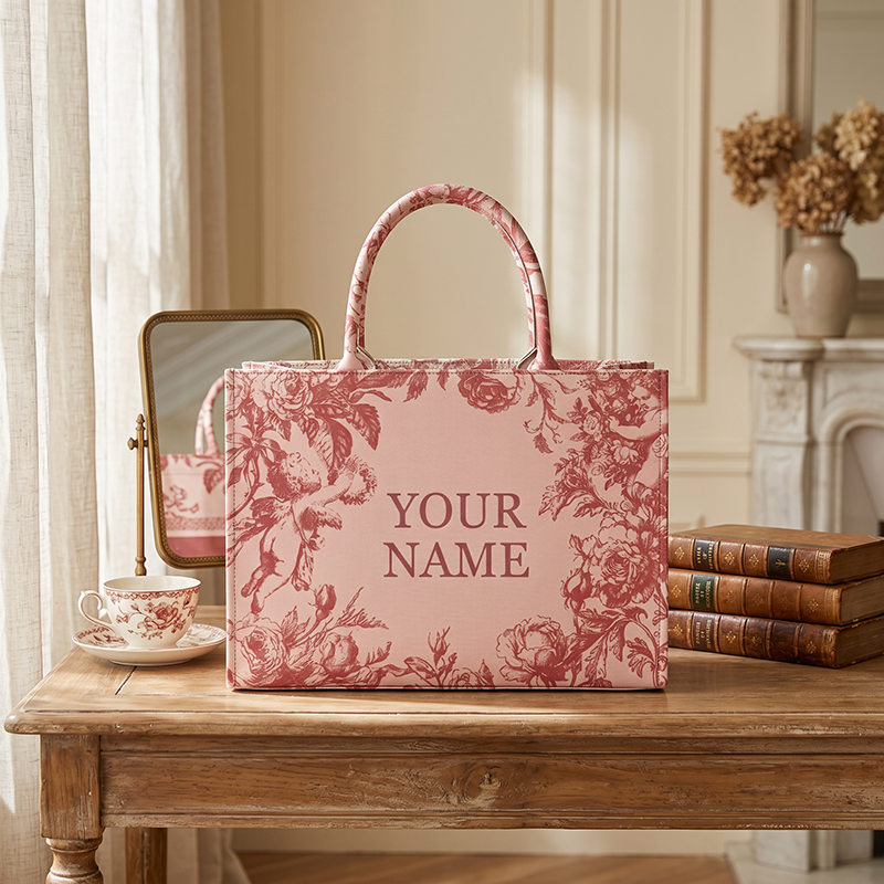 Shopper Tote Canvas - Spring Summer Personalized Customized Name Canvas