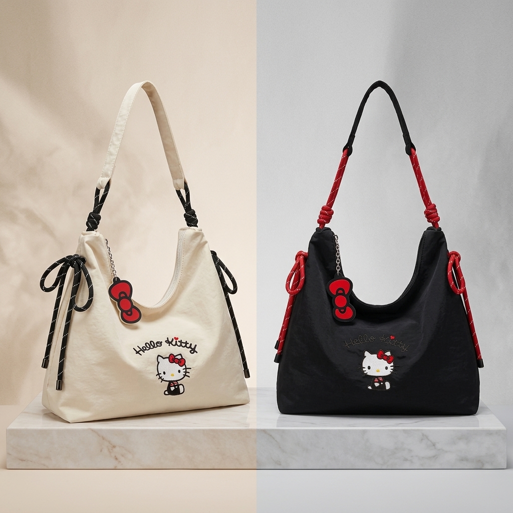 Shopper Tote Canvas - Hello Kitty Knot Canvas Tote Bag