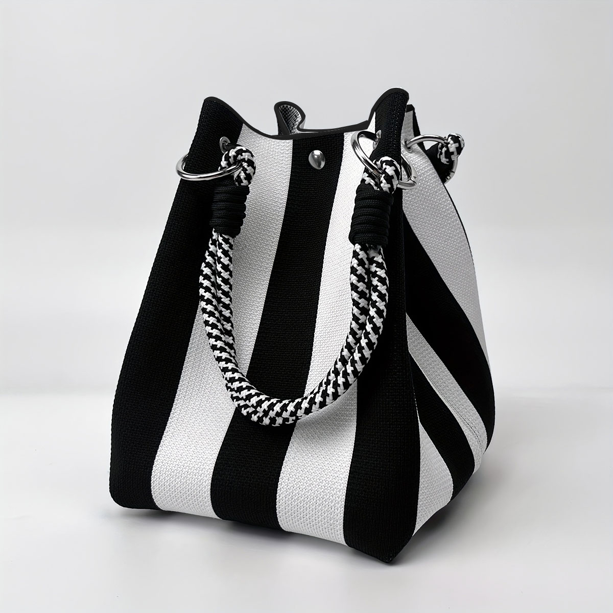 Crochet Market Bag - This multi-color knitted retro bucket handbag