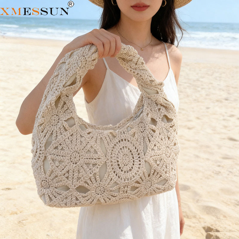 Crochet Market Bag - XMESSUN New Trend Lace Hollowed-out Vacation