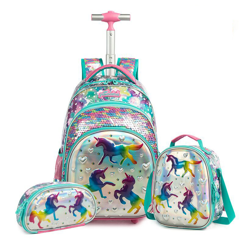 Women'S Kipling Bags - Children's School Backpack with Wheels Sequin