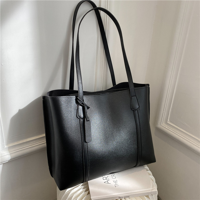 Classic Black Faux Leather Tot - Women Bags Office ulasan dan harga