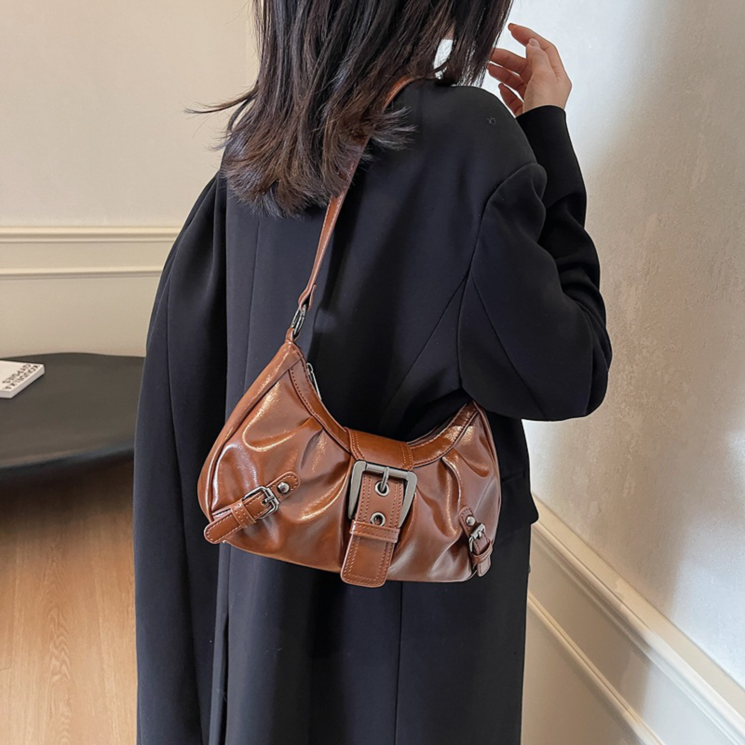 Women's Pleated Hobo Red Shoul - Women Bags Work ulasan dan harga