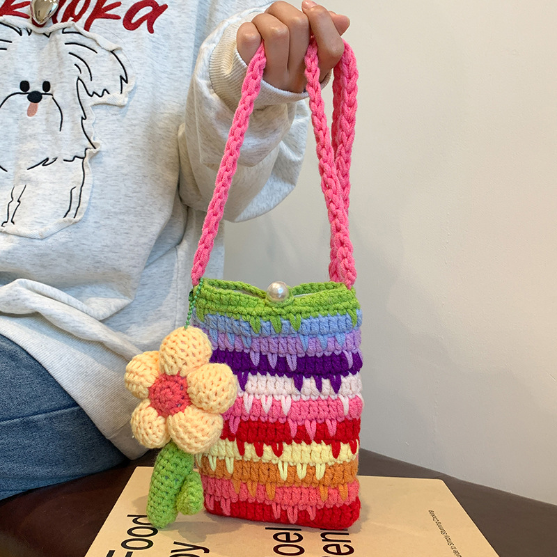Knitted Wool Woman Bag Fashion - Crochet Market Bag ulasan dan harga