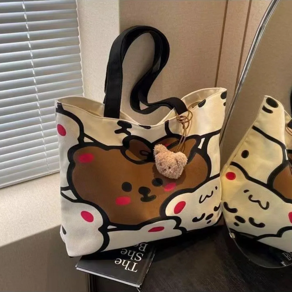 Cartoon Bear Canvas Shoulder B - Shopper Tote Canvas ulasan dan harga