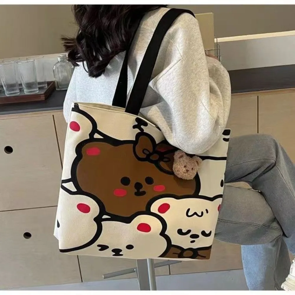 Cartoon Bear Canvas Shoulder B - Shopper Tote Canvas ulasan dan harga