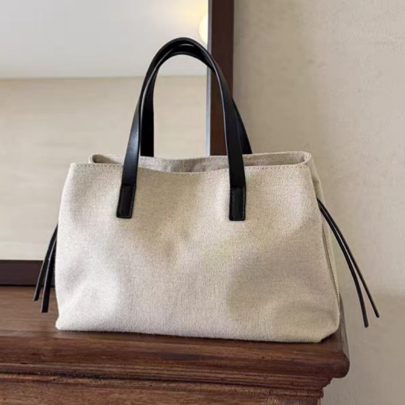 Suede Canvas Color-block Tote  - Shopper Tote Canvas ulasan dan harga