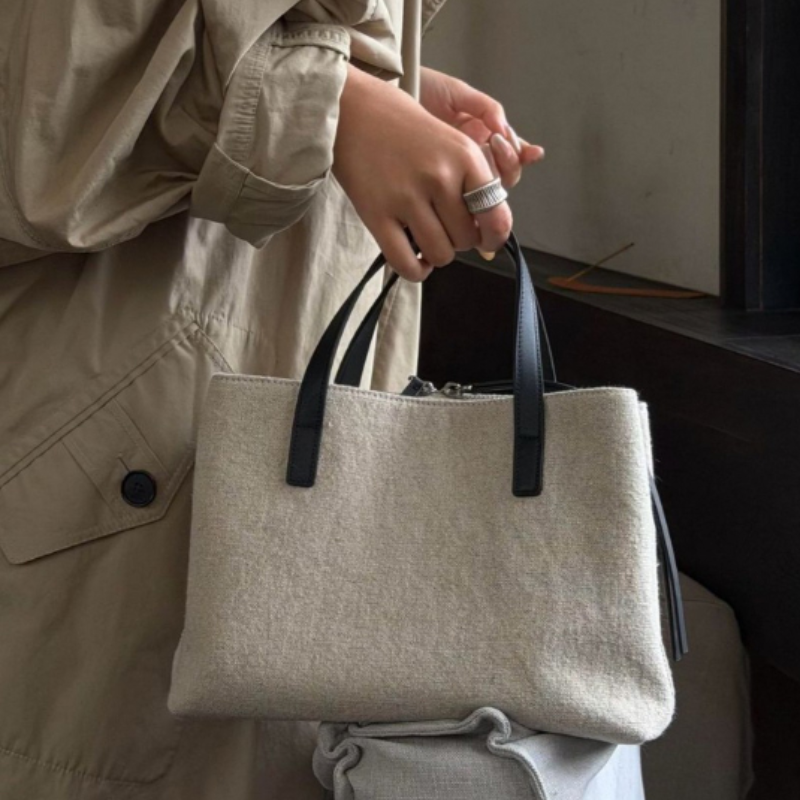 Suede Canvas Color-block Tote  - Shopper Tote Canvas ulasan dan harga