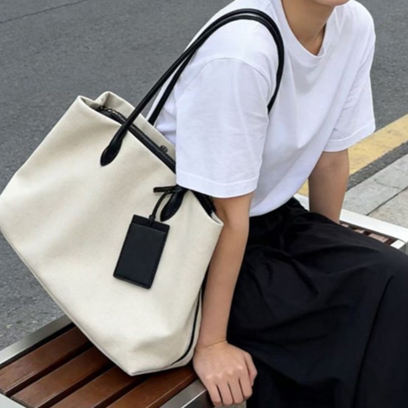 Suede Canvas Color-block Tote  - Shopper Tote Canvas ulasan dan harga