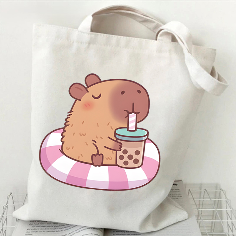 Bobo Tea Capybara Graphics Wom - Shopper Tote Canvas ulasan dan harga