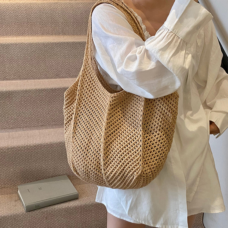 Summer Woven Shoulder Bag Wome - Crochet Market Bag ulasan dan harga