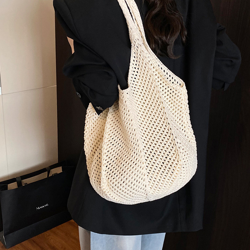 Summer Woven Shoulder Bag Wome - Crochet Market Bag ulasan dan harga