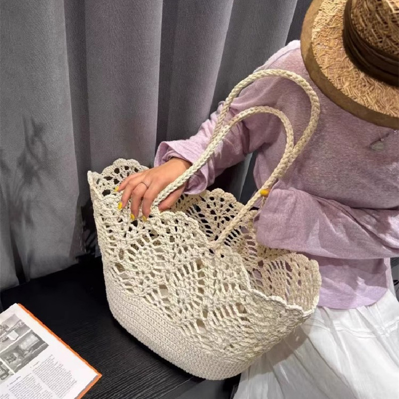 Fashion Vintage Flowers Handma - Crochet Market Bag ulasan dan harga