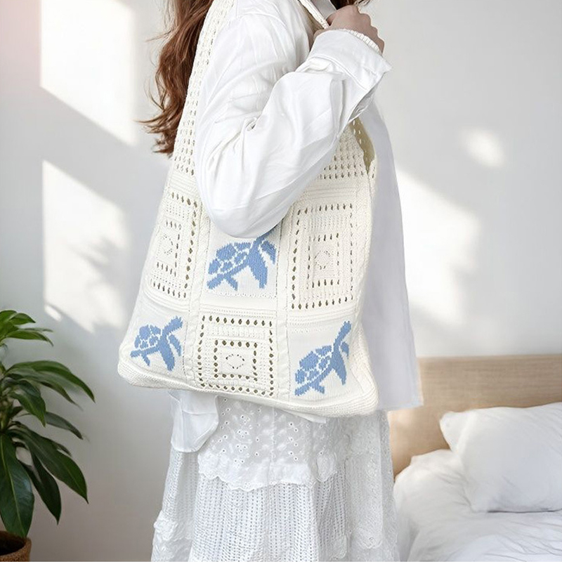 Trendy Large Capacity Crochet  - Crochet Market Bag ulasan dan harga