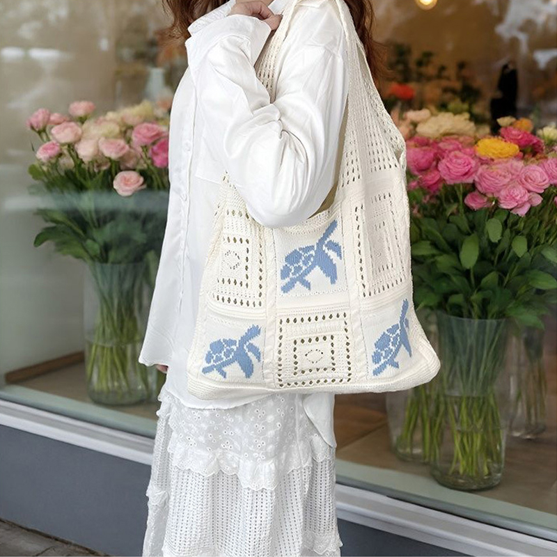 Trendy Large Capacity Crochet  - Crochet Market Bag ulasan dan harga