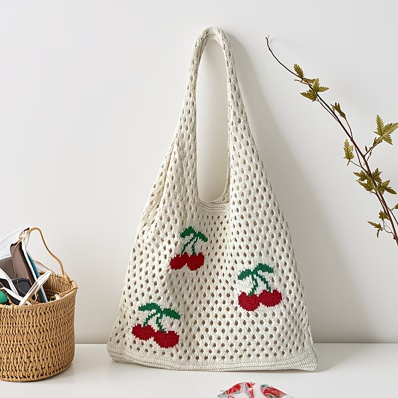 Women Stylish Turtle Cherry Pa - Crochet Market Bag ulasan dan harga