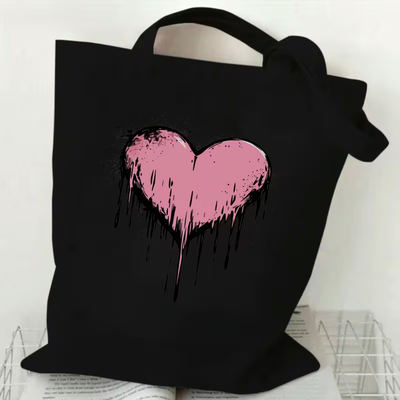 Leopard Print Heart Love Lette - Shopper Tote Canvas ulasan dan harga
