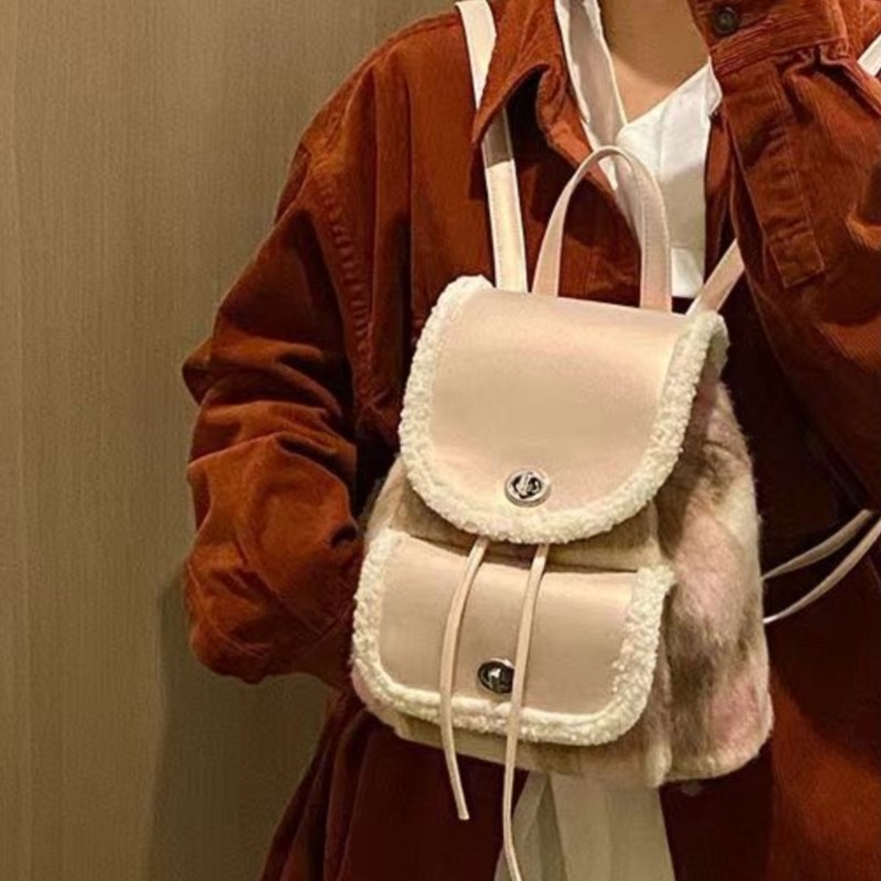 Retro Plush Soft Leather Backp - Women Bags Trend 2025 ulasan dan harga