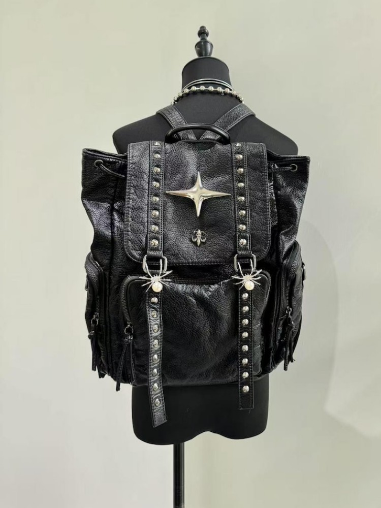 Gothic Punk PU Leather Shoulde - Women Bags For College ulasan dan harga