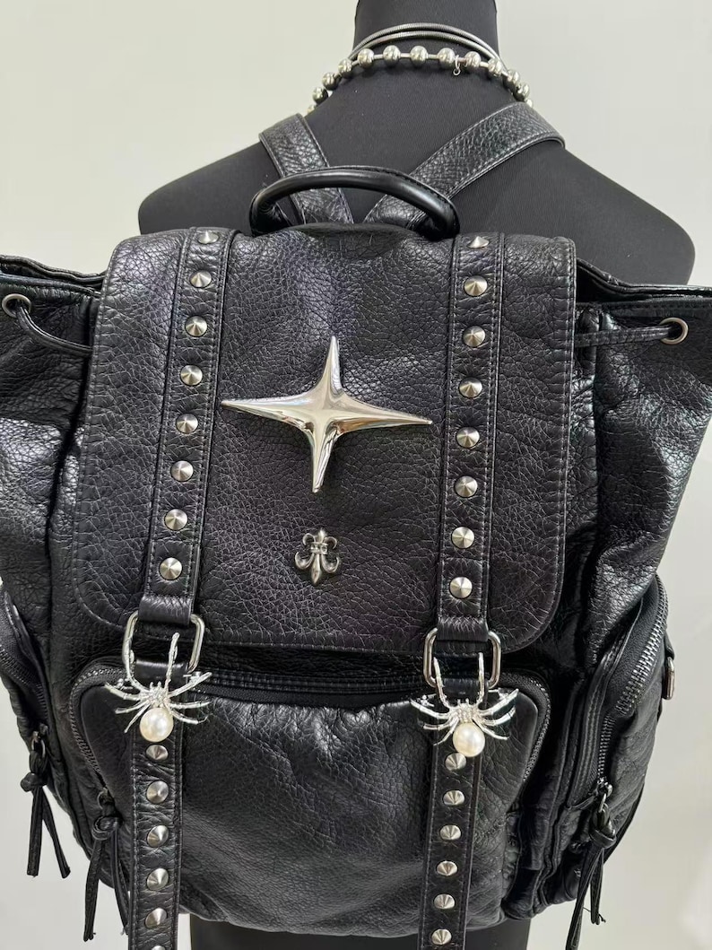 Gothic Punk PU Leather Shoulde - Women Bags For College ulasan dan harga