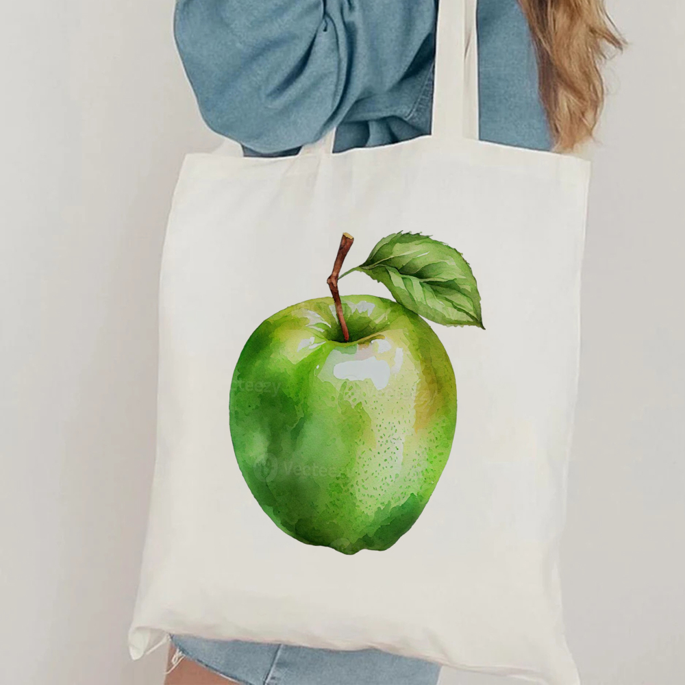 Minimalist Green Apple Art Can - Shopper Tote Canvas ulasan dan harga