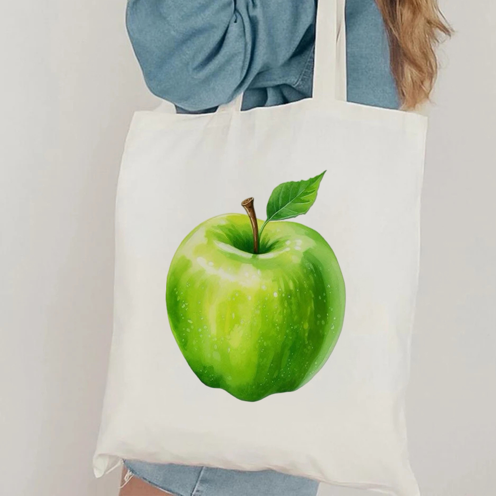 Minimalist Green Apple Art Can - Shopper Tote Canvas ulasan dan harga