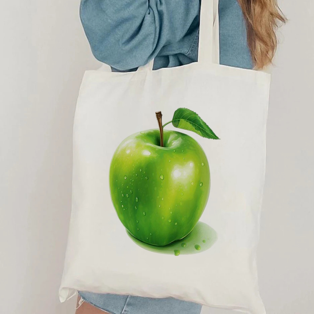Minimalist Green Apple Art Can - Shopper Tote Canvas ulasan dan harga