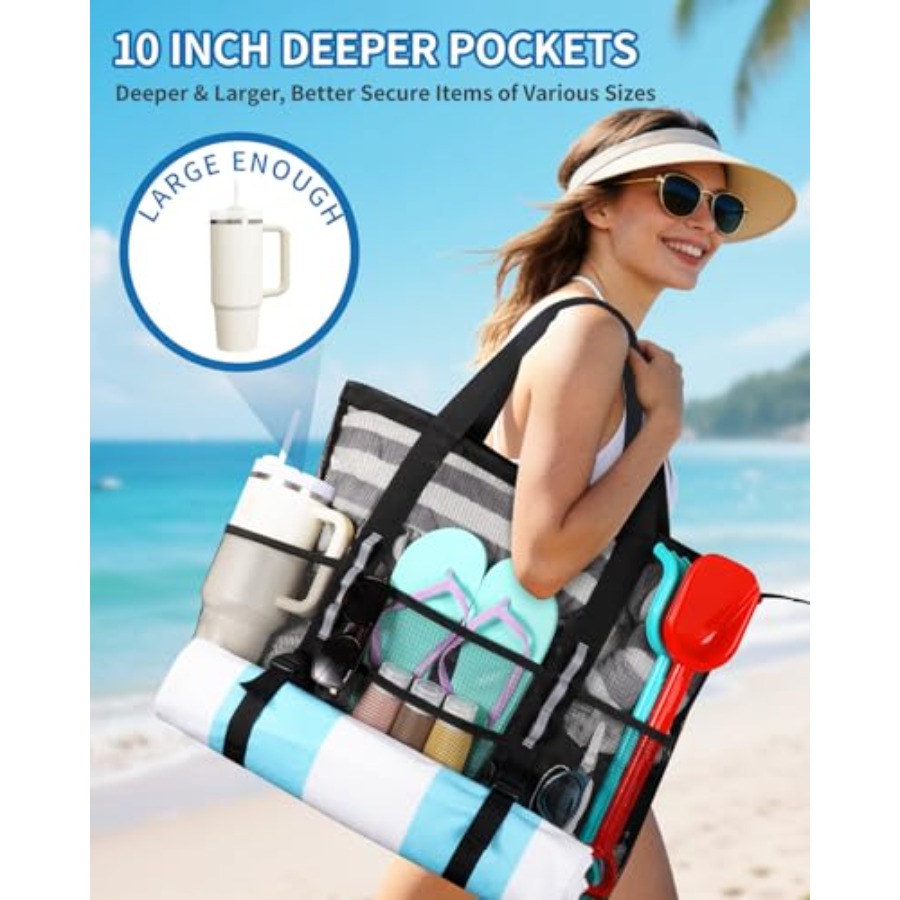 Mesh Beach Bag for Women Beach - Women X Bags ulasan dan harga