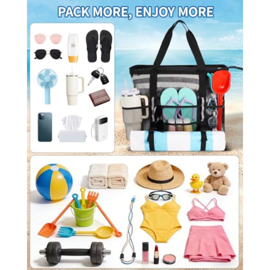 Mesh Beach Bag for Women Beach - Women X Bags ulasan dan harga