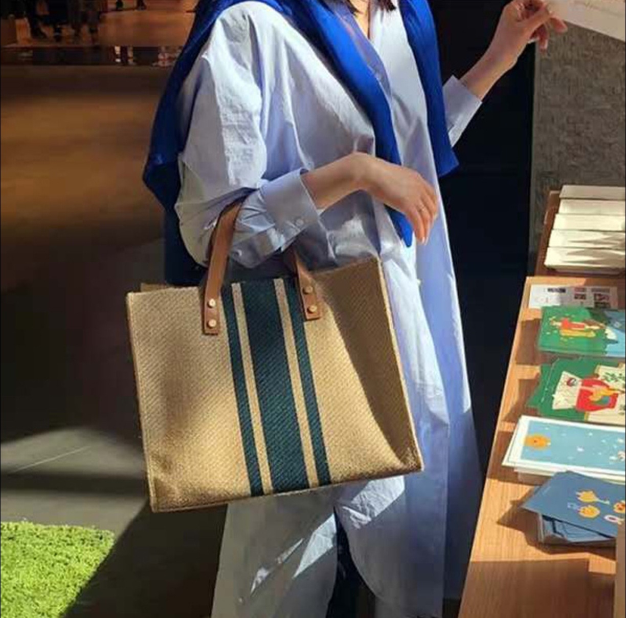 2026 New Striped Canvas Tote B - Women Bags Office ulasan dan harga