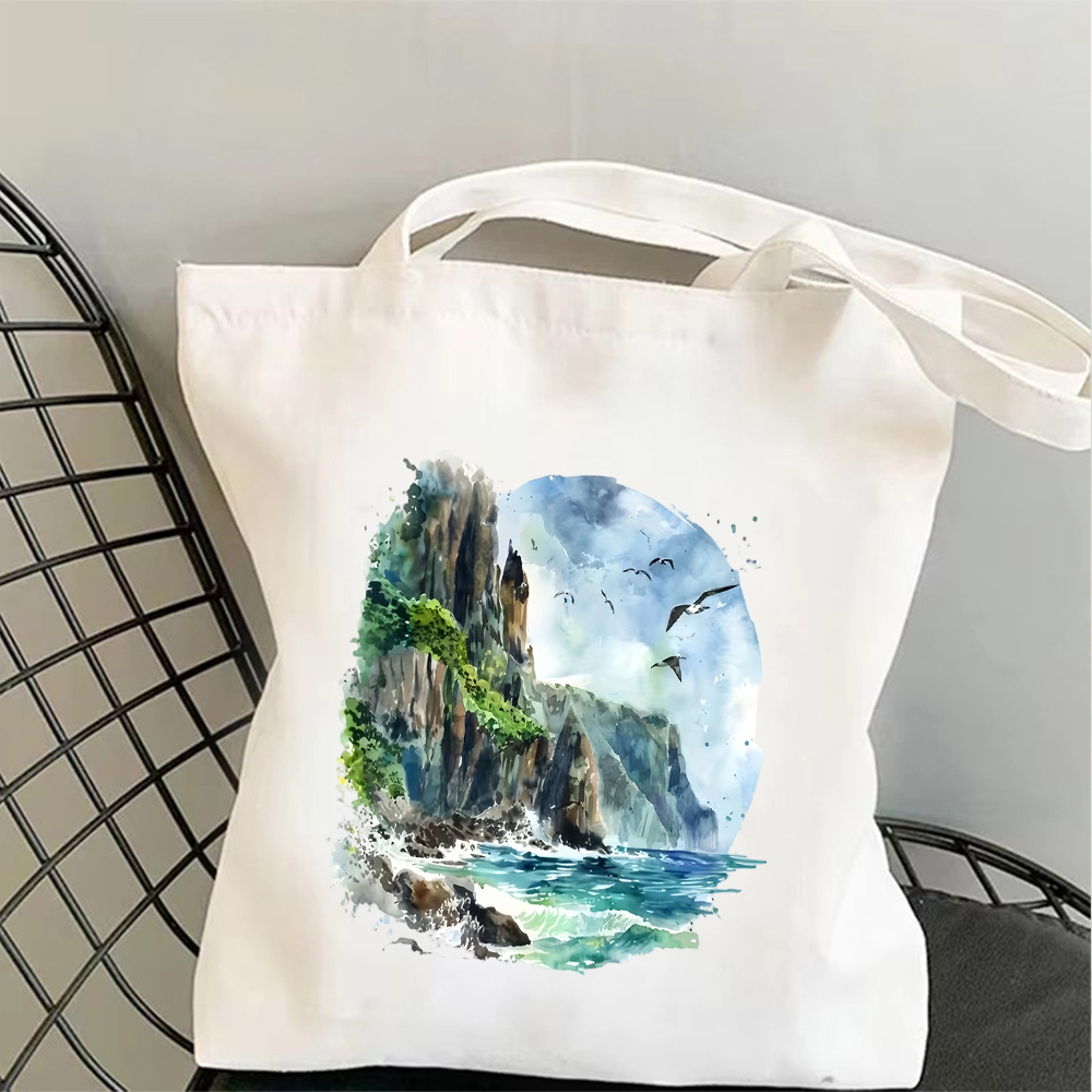 Tropical Beach Canvas Tote Bag - Shopper Tote Canvas ulasan dan harga
