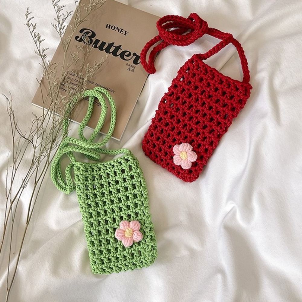 Fashion Flower Weaving Crossbo - Crochet Market Bag ulasan dan harga