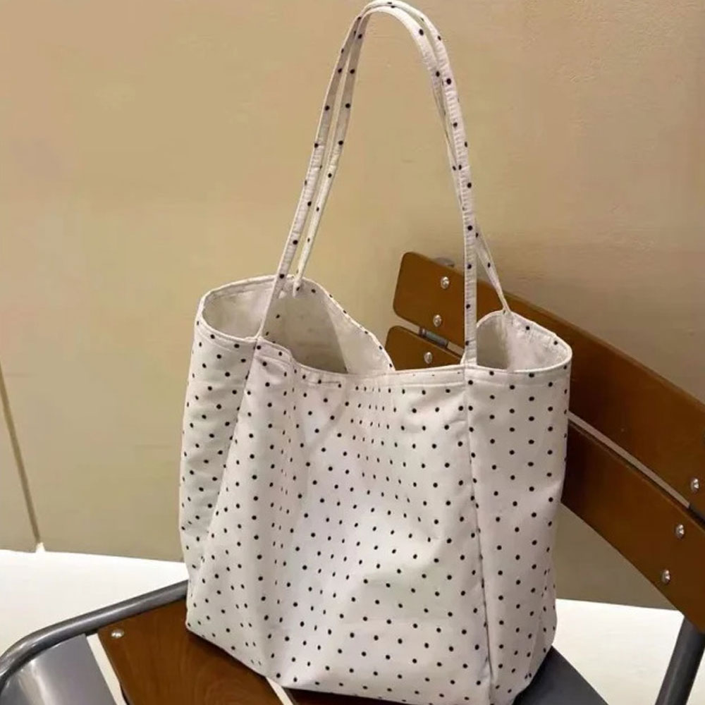 Large-Capacity New Polka-Dot C - Shopper Tote Canvas ulasan dan harga